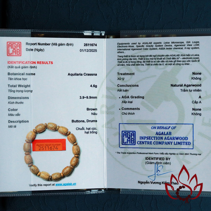 Vòng Trầm Hương Lu Trúc | 8 Ly | Trầm Tốc Kiến Tự Nhiên